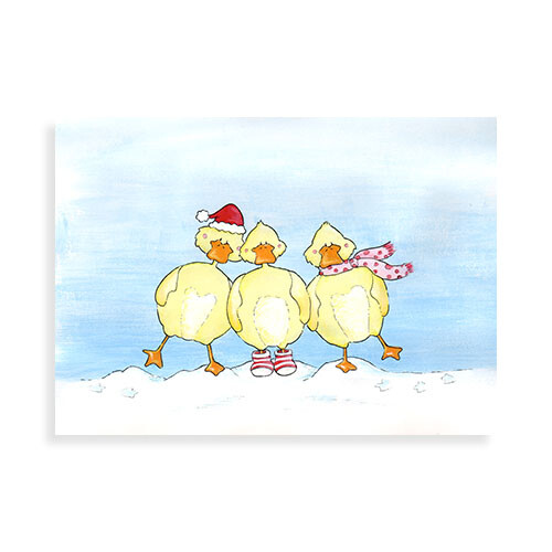 Kerst eendjes in de sneeuw
