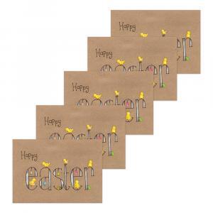 Set van 5 paaskaarten: Happy Easter