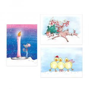 Set van 3 kerstkaarten, thema: dieren