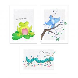 Set van 3 wenskaarten: You make me happy