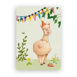 Afbeelding wenskaart alpaca