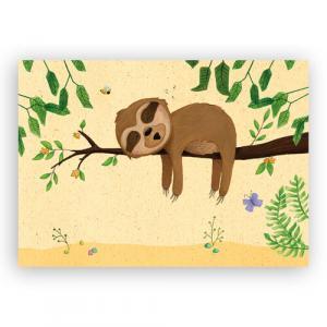 Afbeelding print luiaard oker