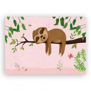Afbeelding print luiaard roze