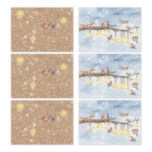 Set kerstkaarten: Roodborstjes