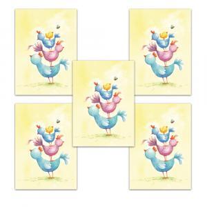 Set van 5 paaskaarten: Kippentoren