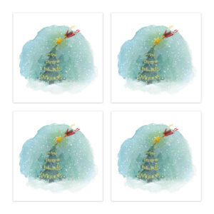 Set kerstkaarten: Kerstboom met fee