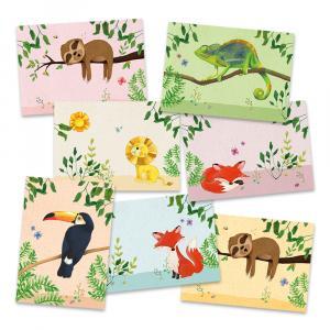 Set van 7 wenskaarten: lieve dieren