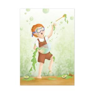 Vrolijke kinderkaart met groene smurrie