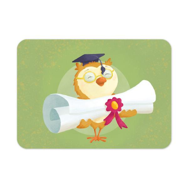 Geslaagd kaart uiltje met diploma