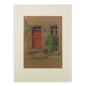 Afbeelding van de pasteltekening bij de watermolen van Epe