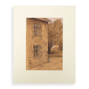 Afbeelding van de pasteltekening, bij de watermolen van Epen